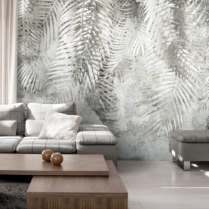 Alternative view of Fototapete - Light and shadow - grey and white composition with floral motif and pattern